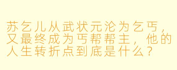 苏乞儿从武状元沦为乞丐,又最终成为丐帮帮主,他的人生转折点到底是什么?