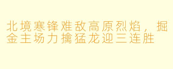 北境寒锋难敌高原烈焰，掘金主场力擒猛龙迎三连胜
