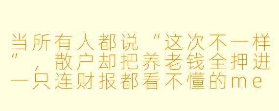 当所有人都说“这次不一样”，散户却把养老钱全押进一只连财报都看不懂的meme股时，你心里在想什么？