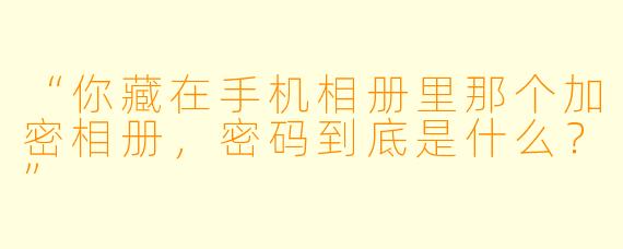 “你藏在手机相册里那个加密相册,密码到底是什么?”