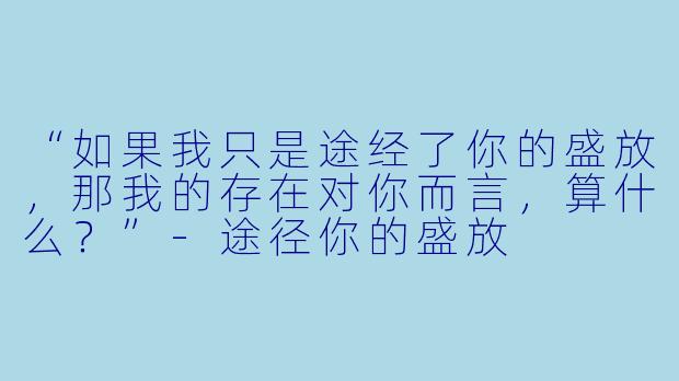 “如果我只是途经了你的盛放，那我的存在对你而言，算什么？”-途径你的盛放