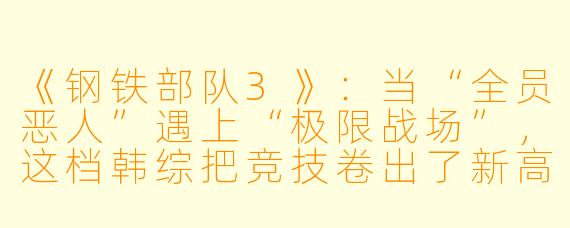 《钢铁部队3》:当“全员恶人”遇上“极限战场”,这档韩综把竞技卷出了新高度