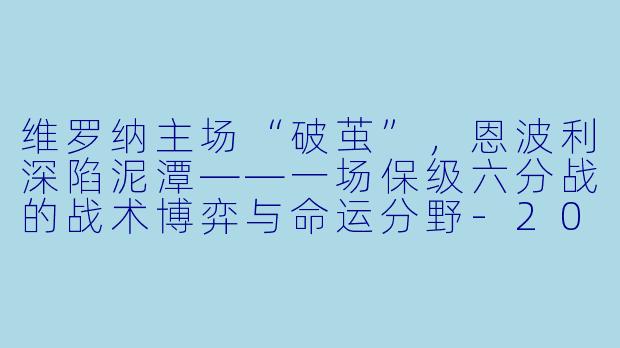 维罗纳主场“破茧”,恩波利深陷泥潭——一场保级六分战的战术博弈与命运分野-2024-01-14 意甲联赛 维罗纳 VS 恩波利