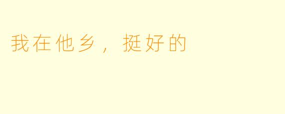 我在他乡,挺好的
