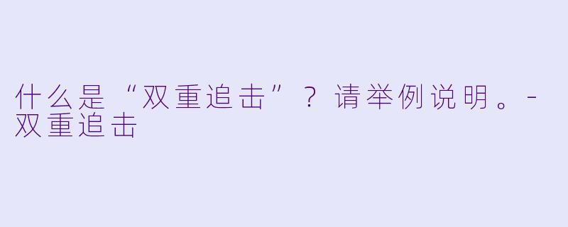 什么是“双重追击”?请举例说明。-双重追击