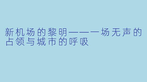 新机场的黎明——一场无声的占领与城市的呼吸