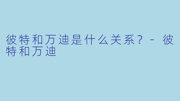 彼特和万迪是什么关系？