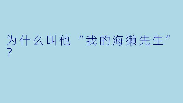 为什么叫他“我的海獭先生”？