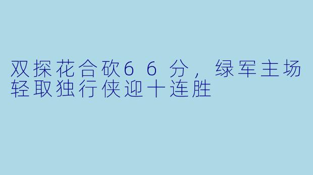 双探花合砍66分,绿军主场轻取独行侠迎十连胜