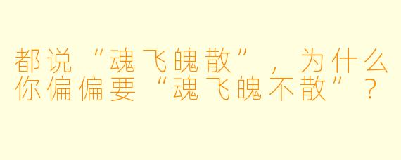 都说“魂飞魄散”，为什么你偏偏要“魂飞魄不散”？