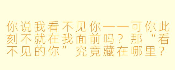 你说我看不见你——可你此刻不就在我面前吗?那“看不见的你”究竟藏在哪里?
