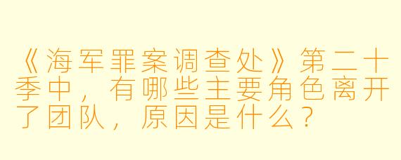 《海军罪案调查处》第二十季中,有哪些主要角X 离开了团队,原因是什么?