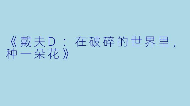 《戴夫D:在破碎的世界里,种一朵花》