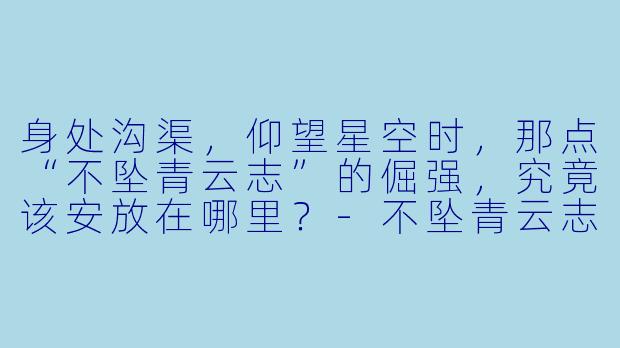 身处沟渠,仰望星空时,那点“不坠青云志”的倔强,究竟该安放在哪里?-不坠青云志