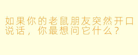 如果你的老鼠朋友突然开口说话，你最想问它什么？