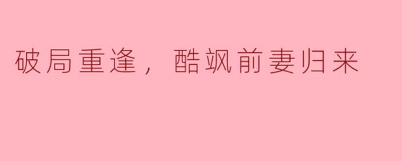 破局重逢，酷飒前妻归来