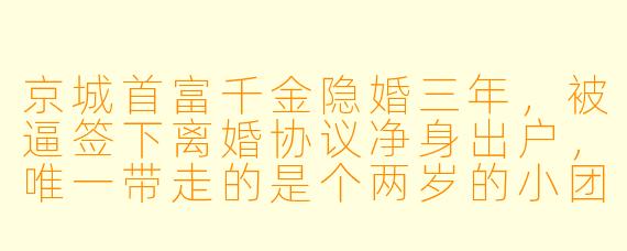 京城首富千金隐婚三年,被逼签下离婚协议净身出户,唯一带走的是个两岁的小团子。前夫冷笑:“一个穷女人,拿什么养孩子?”三天后,她在顶级商业峰会上被亲爹当众认亲,前夫跪在门外求复合。小团子抱着她脖子奶声奶气:“妈妈,那个叔叔为什么一直哭?”她该怎么回答?