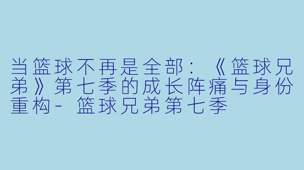 当篮球不再是全部:《篮球兄弟》第七季的成长阵痛与身份重构-篮球兄弟第七季