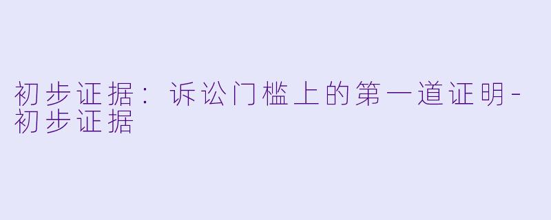 初步证据:诉讼门槛上的第一道证明-初步证据