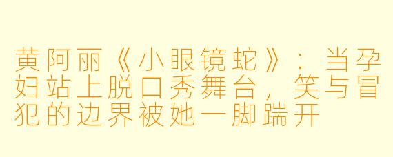黄阿丽《小眼镜蛇》：当孕妇站上脱口秀舞台，笑与冒犯的边界被她一脚踹开