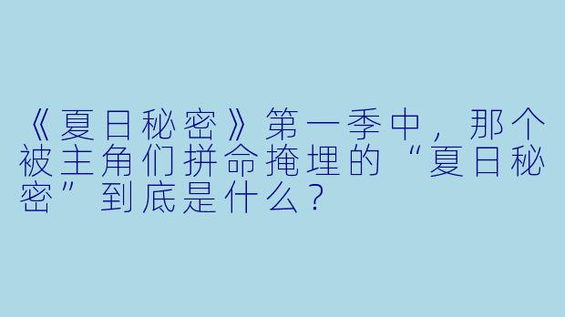 《夏日秘密》第一季中,那个被主角们拼命掩埋的“夏日秘密”到底是什么?
